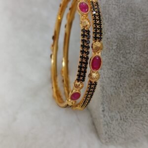 Black & ruby bangles