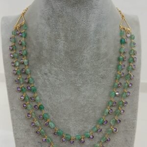 Double line beads with stone set