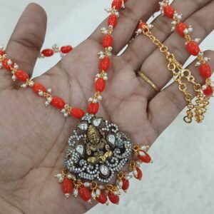 Coral chain with Victorian pendant