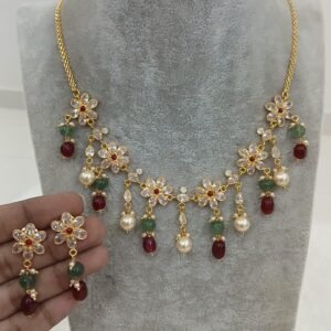 Gold copy multi beads neck set