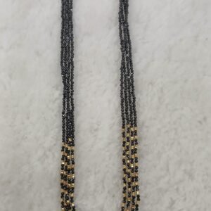 4 lines black diamonds with gold nuts