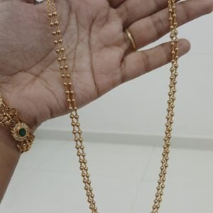 2 lines Gold swarouski with kattu theega