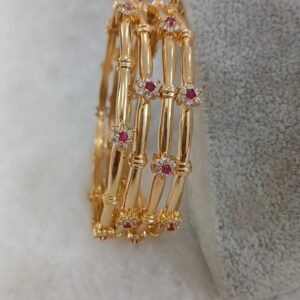 Pink & White stone flower ( set of 4 )