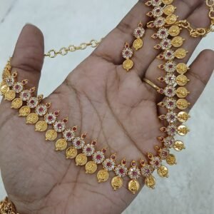 Lakshmi set with white & pink stones