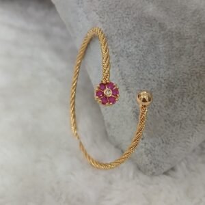 Ruby flower adjustable single bangle