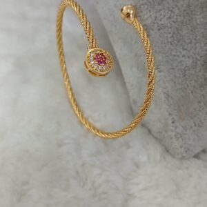 White stone flower adjustable single bangle