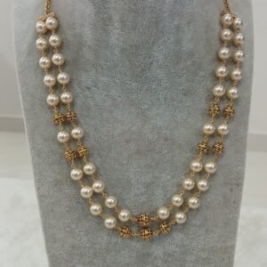 Double line swarouski chain with nakshi balls