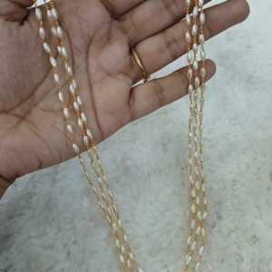 3 lines rice pearl chain ( 19 inches )