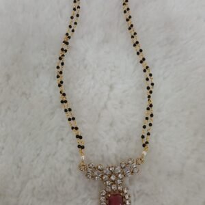 RED stone pendant with blackbeads  chain