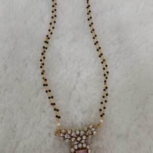 PASTEL PINK pendant with blackbeads chain