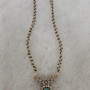 PASTEL GREEN pendant with blackbeads chain