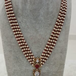 Red stone pendant with step chain