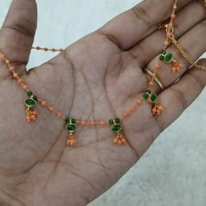 Real coral with kattu theega & kundand bits