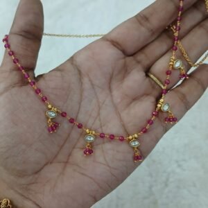 Real manulu with kattu theega & kundan drops