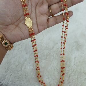 3 Lines coral & gold balls chain