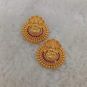 Pink stone Lakshmi studs