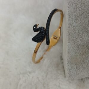 Gold shade black stone swan kada