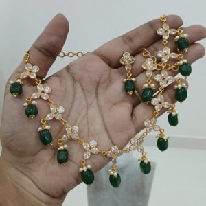 GREEN beads set with white stones
( 14 CT Replica )