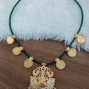 Lakshmi chain with green crystals
