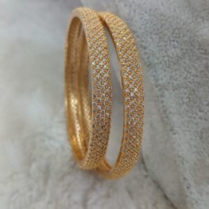 Diamond pattern full white stone bangles ( set of 2 )