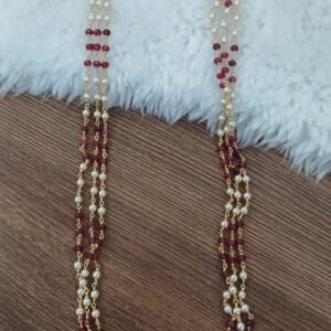 Red onyx & swarouski 3 lines