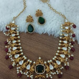Multi combination Nakshi set with moissanite stones