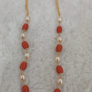 Real coral & Swarouski with Micropolish chain
