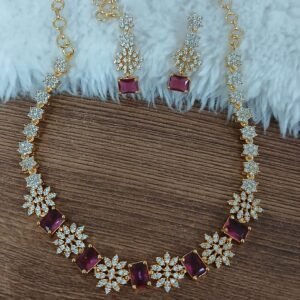 Red stone set with earrings