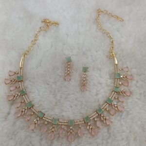 Pastel Pink with Green Stone Set