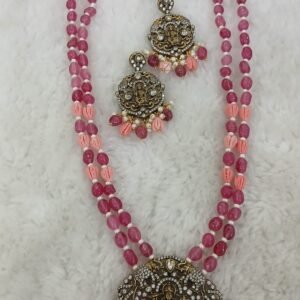 Pink monalisa with Lakshmi Victoria pendant & earrings