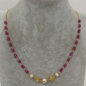 Real Ruby drops chain with swarosuki & Nakshi balls (18 inches)