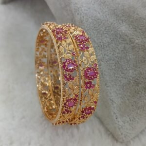 Ruby flower with leaf design