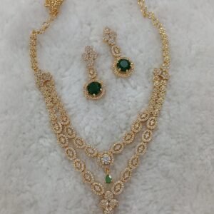 Double line stone set with GREEN drop