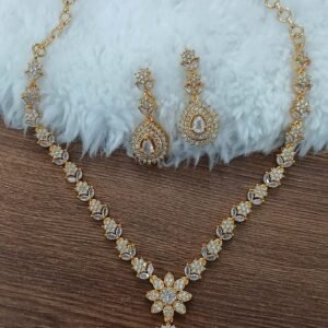 Flowers with Drop stone pattern set
(FULL WHITE)