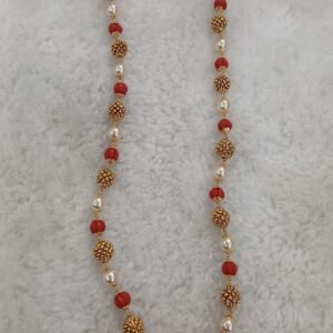 Long coral & swarouski kattu theega chain