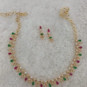 Multi stones gold copy neck set
