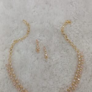 Light pink & White stones gold copy neck set