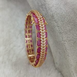 Ruby with white stones kada
(Single bangle)
