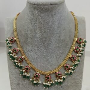 Green /Pink jadau kundan with real beads