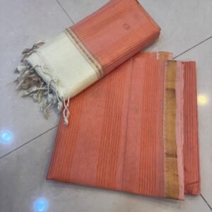 Peach & cream with zari border