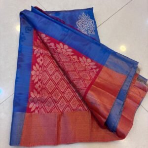 Pure kanchi pattu  (Blue with Red)