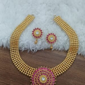 Ruby kundan neck set with earrings