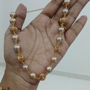 Chikoo shade swarouski with nakshi balls (kattu theega)