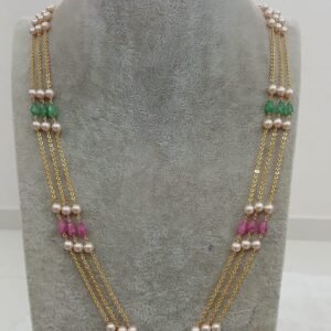 Simple step chain with real beads & chandrahaaram