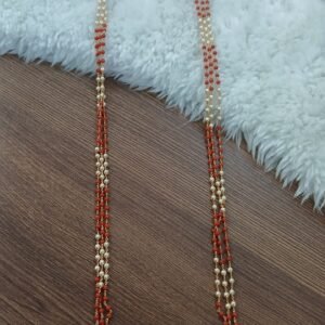 25 inches 3 lines swarouski & coral kattu theega chain