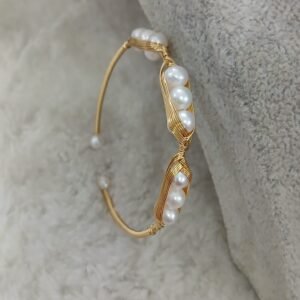 3 Frames pattern real pearls bracelet