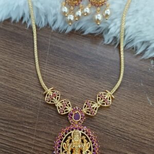Simple Gold copy Lakshmi neck set (RUBY)