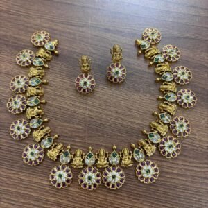 Short bottu haaram with lakshmi devi antique polish