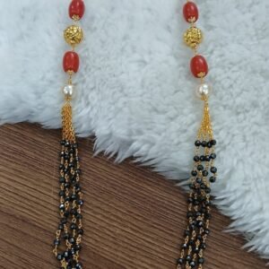 Black beads with coral