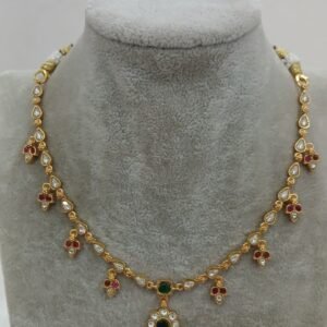 Gold copy jadau kundhan necklace